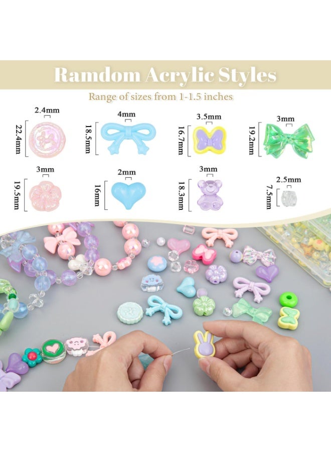 Capstro 180–240PCS Acrylic Beads Set (160g) – Pink, Violet & Rose Mixed Cute Chunky Beads for DIY Jewelry Making | Assorted Shapes for Bracelets, Necklaces, Keychains & Crafts | Beading Kit for Kids & Beginner Crafters - Image 2